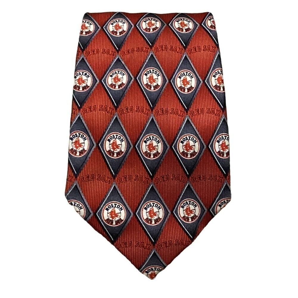 BOSTON Red Sox Necktie by Eagle Neckwear Excellent Quality 100% Silk Red Blue